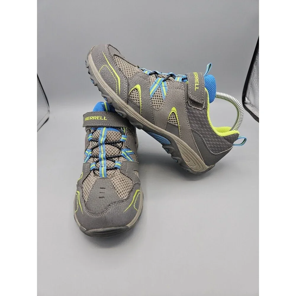 Merrell Kids Trail Chaser Hiking Sneakers Gray Blue Citron Sz 5m